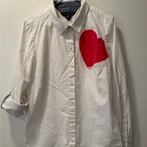 Tommy Hilfiger White Button-Down with Red Heart